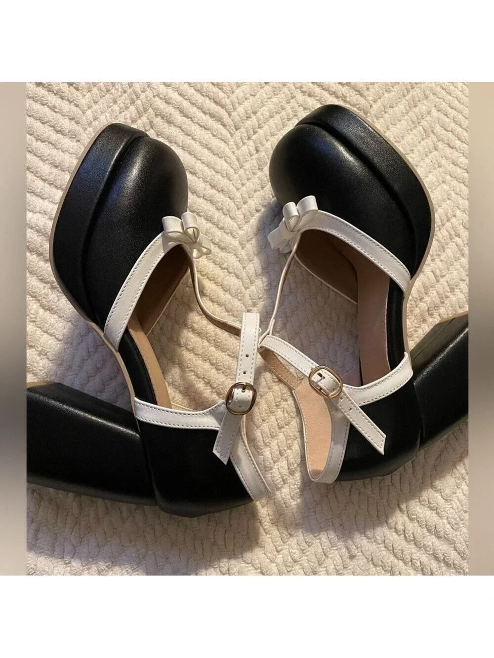 Women's Black White Platform Heels Size 40